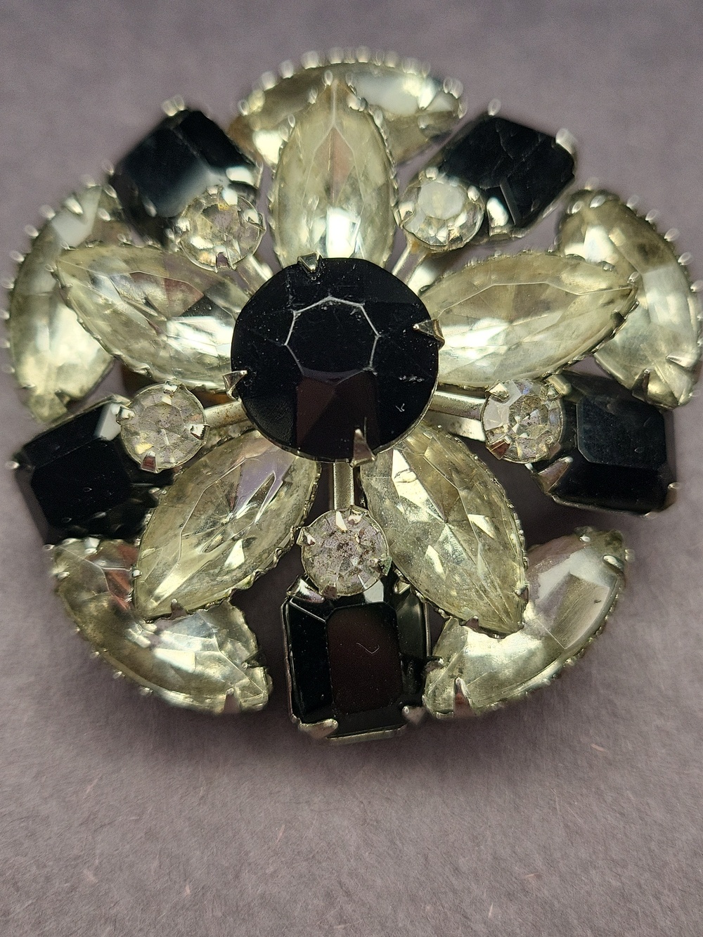Vintage Black and Silver Brooch